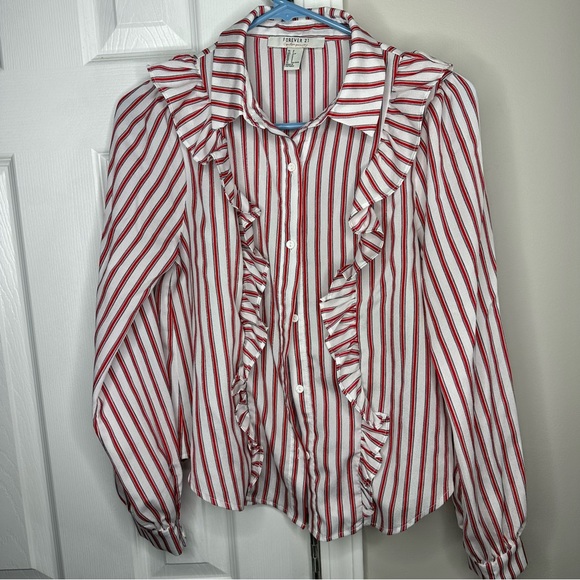 RUFFLE BUTTON UP SHIRT - Picture 1 of 2